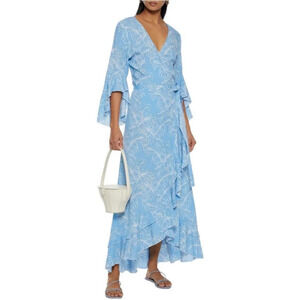 {Melissa Odabash} Cheryl Wrap Tropical Print Dress - Size Large